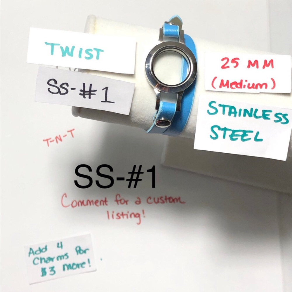 SS-#1. 20mm STAINLESS wrap bracelet living locket